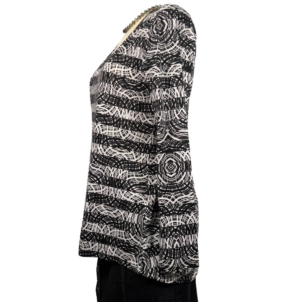 Celestial Print Tunic Blouse Black White Women's Medium Whimsigoth Soft Grunge - Picture 3 of 9